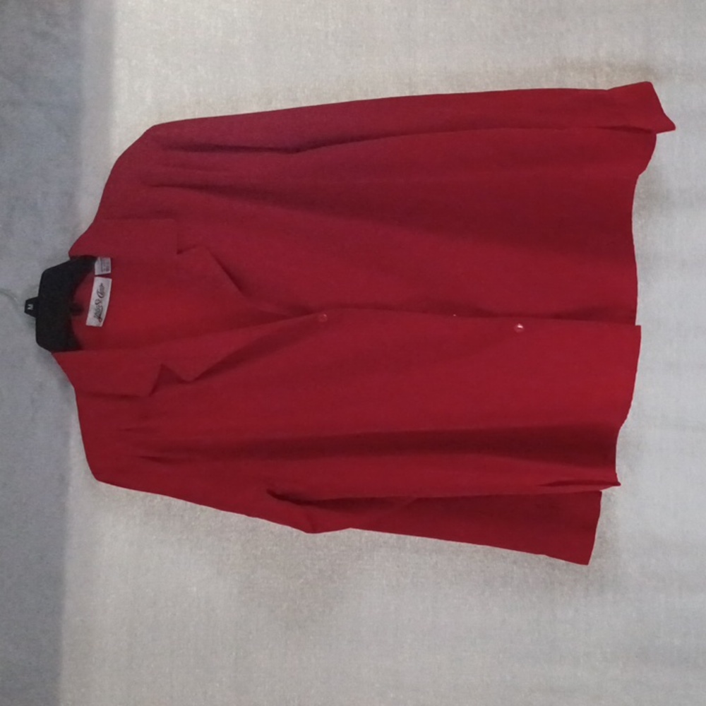 Yves St Clair Women's Vintage Top Blouse Size 14 Red Long Sleeve Shoulder Pads.